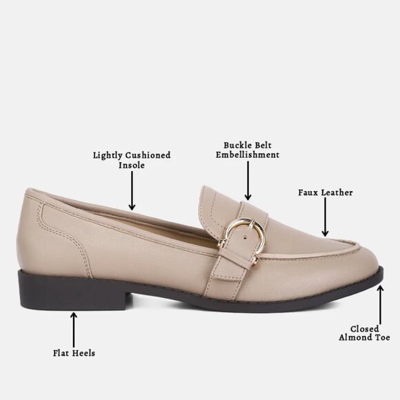 London Rag Taupe Sheboss Buckle Detail Loafers/NIB/6 - Picture 6 of 14